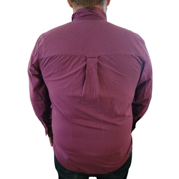 Vintage 1990s Chaps Mens Plaid Button Down Shirt Medium Red Blue Y2K Preppy - Picture 2 of 10